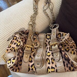 Blumarine Leopard Print and Gold Chain Women's Bag